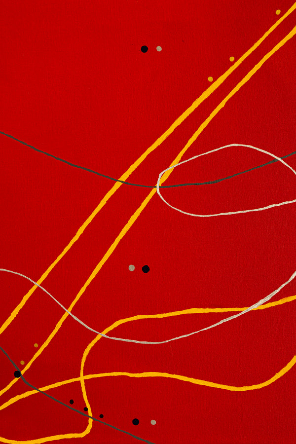 Original Modern Abstract Painting in Oil and Acrylic, Minimalism Canvas Wall Art | Red night melody (36"x36")