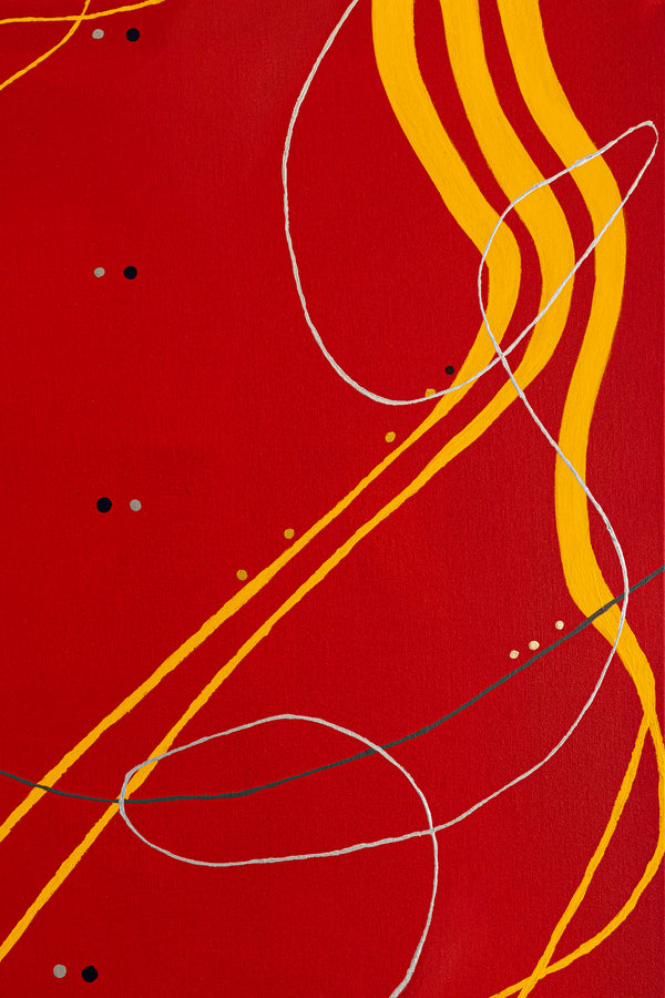 Original Modern Abstract Painting in Oil and Acrylic, Minimalism Canvas Wall Art | Red night melody (36"x36")