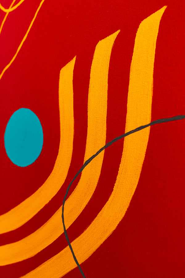 Original Modern Abstract Painting in Oil and Acrylic, Minimalism Canvas Wall Art | Red night melody (36"x36")