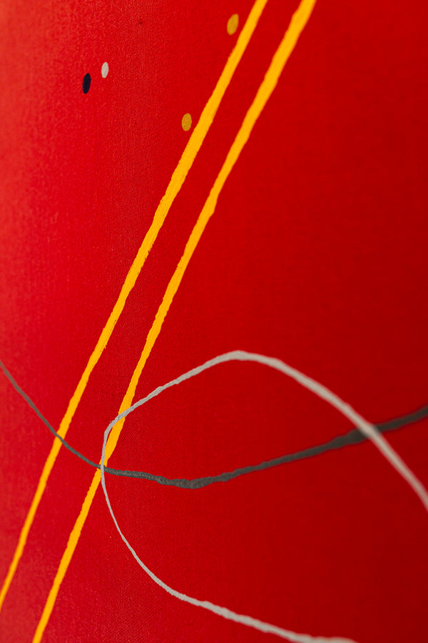 Original Modern Abstract Painting in Oil and Acrylic, Minimalism Canvas Wall Art | Red night melody (36"x36")