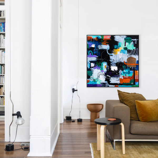 Large Original Abstract Art Sensuous Expression of Colors Modern Contemporary Painting | Rever (48"x48")