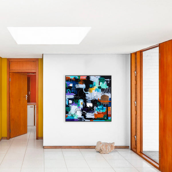 Large Original Abstract Art Sensuous Expression of Colors Modern Contemporary Painting | Rever (48"x48")