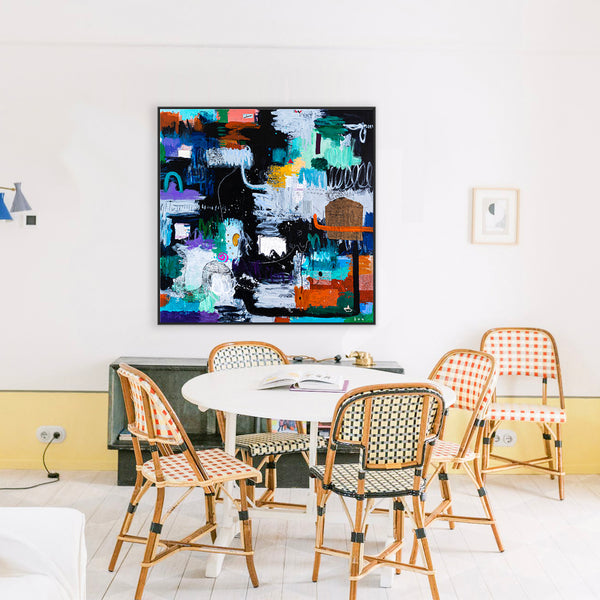 Large Original Abstract Art Sensuous Expression of Colors Modern Contemporary Painting | Rever (48"x48")