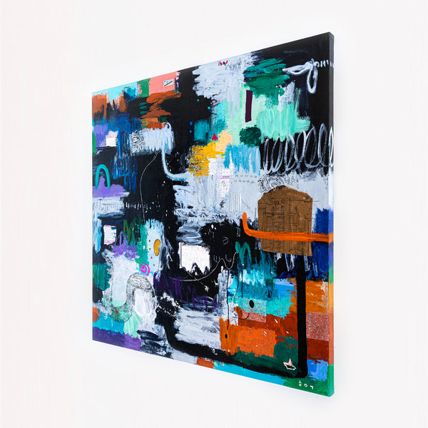 Large Original Abstract Art Sensuous Expression of Colors Modern Contemporary Painting | Rever (48"x48")