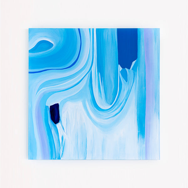 Embodying Mystique and Movement in a Minimalistic Sky Blue Abstract Modern Painting Wall Art | Riso (48"x48")
