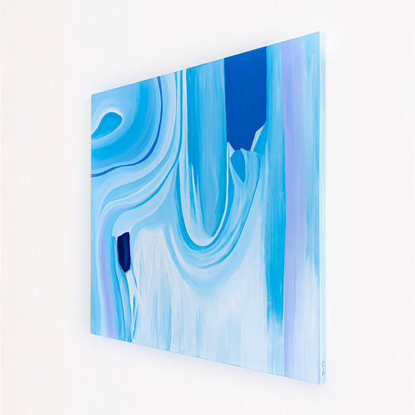 Embodying Mystique and Movement in a Minimalistic Sky Blue Abstract Modern Painting Wall Art | Riso (48"x48")