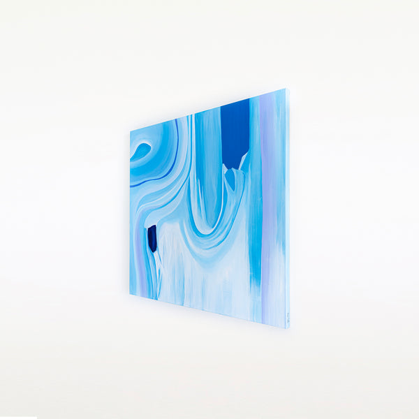 Embodying Mystique and Movement in a Minimalistic Sky Blue Abstract Modern Painting Wall Art | Riso (48"x48")