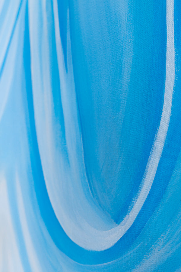 Embodying Mystique and Movement in a Minimalistic Sky Blue Abstract Modern Painting Wall Art | Riso (48"x48")