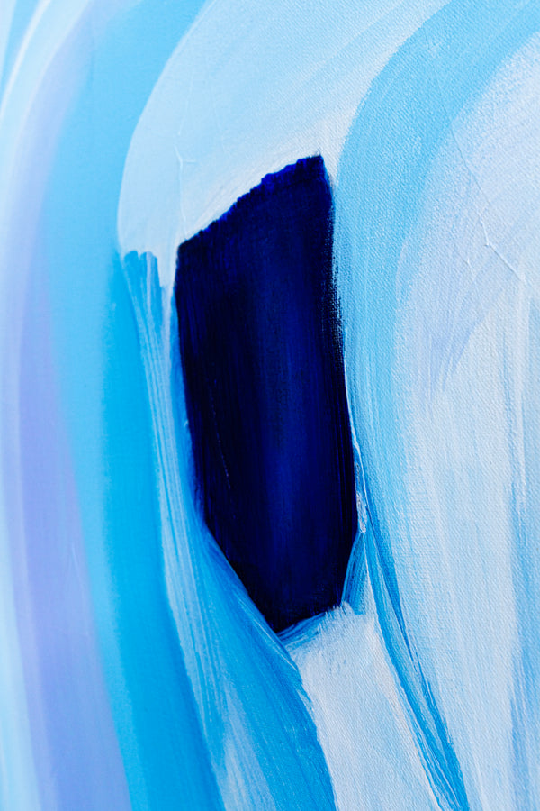 Embodying Mystique and Movement in a Minimalistic Sky Blue Abstract Modern Painting Wall Art | Riso (48"x48")