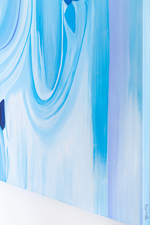 Embodying Mystique and Movement in a Minimalistic Sky Blue Abstract Modern Painting Wall Art | Riso (48"x48")