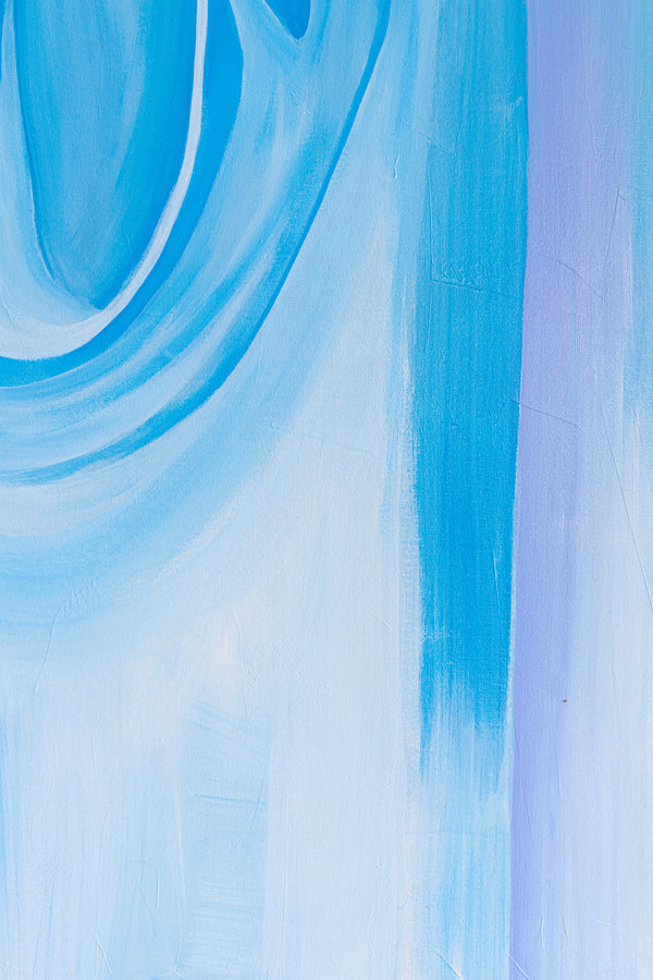 Embodying Mystique and Movement in a Minimalistic Sky Blue Abstract Modern Painting Wall Art | Riso (48"x48")