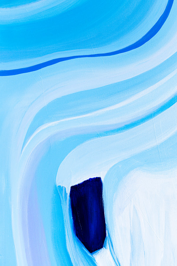 Embodying Mystique and Movement in a Minimalistic Sky Blue Abstract Modern Painting Wall Art | Riso (48"x48")