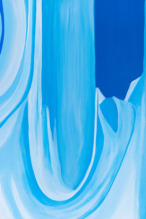 Embodying Mystique and Movement in a Minimalistic Sky Blue Abstract Modern Painting Wall Art | Riso (48"x48")