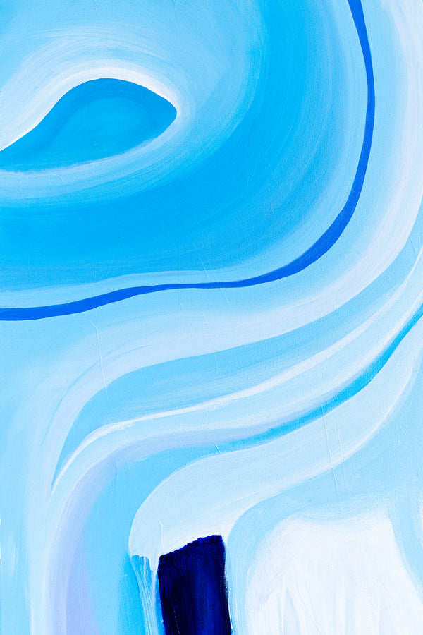 Embodying Mystique and Movement in a Minimalistic Sky Blue Abstract Modern Painting Wall Art | Riso (48"x48")