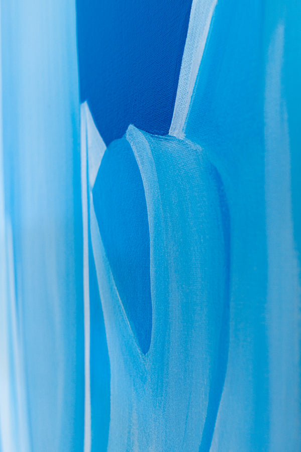 Embodying Mystique and Movement in a Minimalistic Sky Blue Abstract Modern Painting Wall Art | Riso (48"x48")