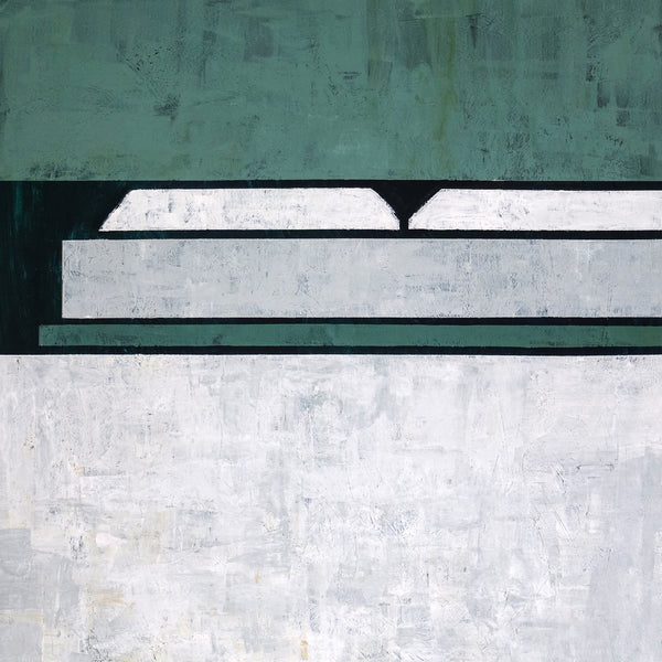 Geometric Minimalist Original Abstract Painting in Acrylic, Large Modern Canvas Wall Art in Green Color | Room I