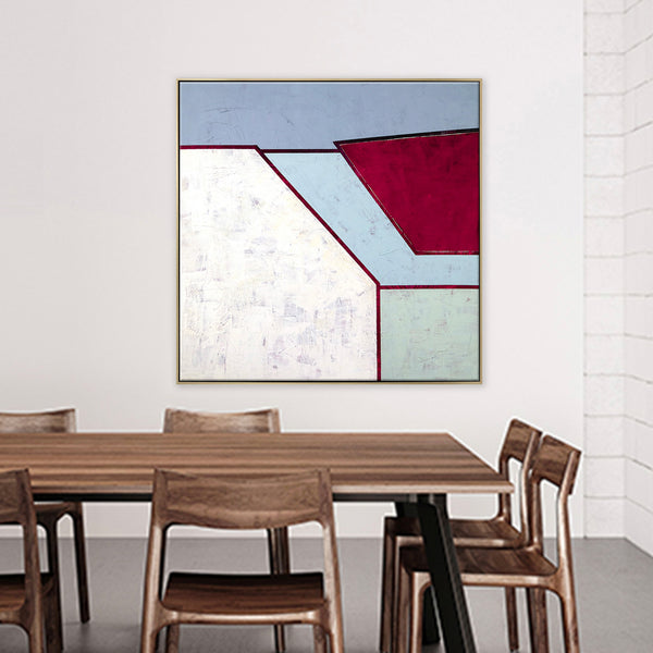 Geometric Original Abstract Acrylic Painting, Minimalist Modern Canvas Wall Art in Simplistic Composition | Room II