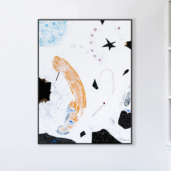 Vibrant Original Abstract Mixed Media Painting, Modern Canvas Wall Art Infusing Lighthearted Charm | Sante (36"x48")