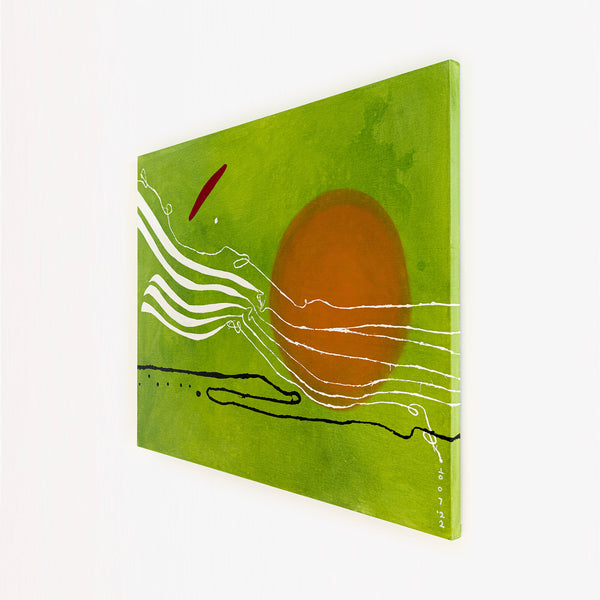 Tranquil Green Modern Abstract Original Painting, Canvas Wall Art Infused with Peaceful Minimalism | Scattered melody (50"x40")