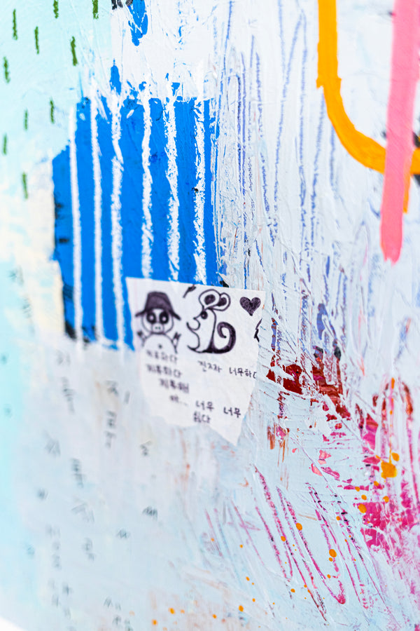 Original Abstract Sky Blue Painting Mixed Media Modern Canvas Wall Art | Sello (36"x36")