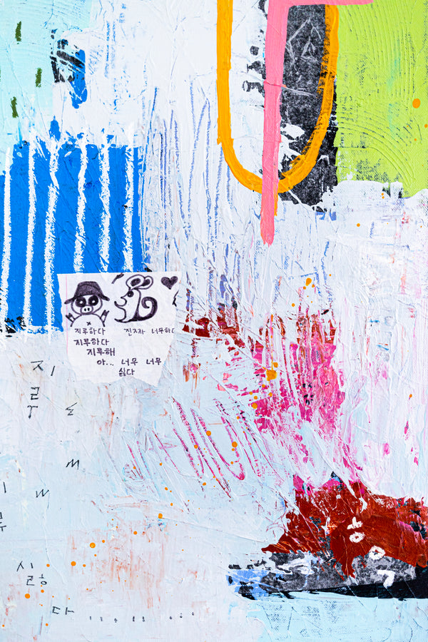 Original Abstract Sky Blue Painting Mixed Media Modern Canvas Wall Art | Sello (36"x36")