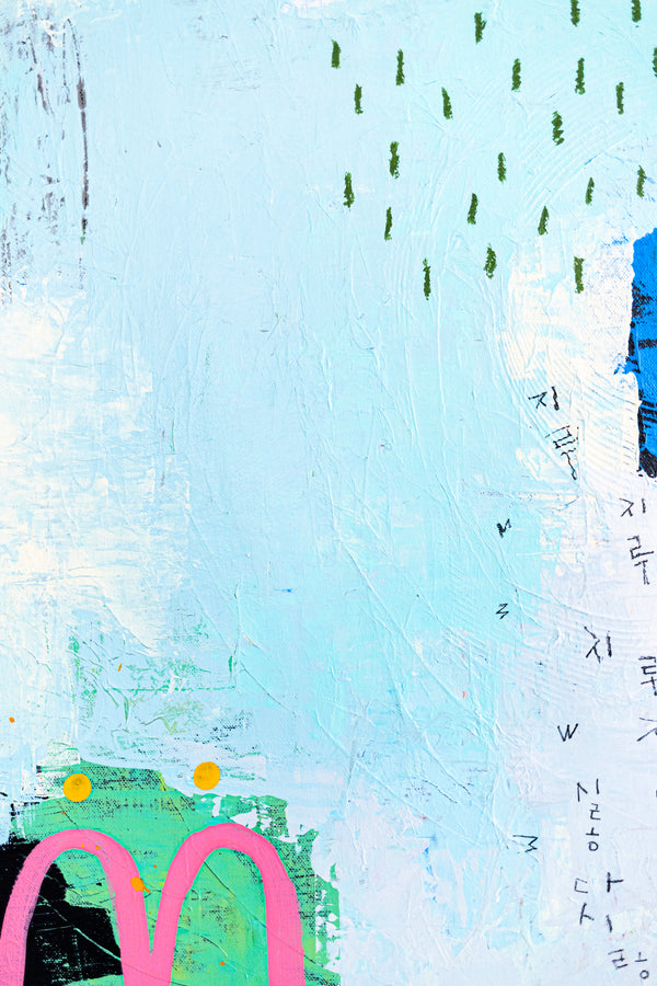 Original Abstract Sky Blue Painting Mixed Media Modern Canvas Wall Art | Sello (36"x36")