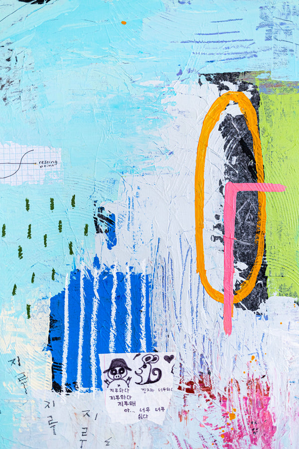 Original Abstract Sky Blue Painting Mixed Media Modern Canvas Wall Art | Sello (36"x36")