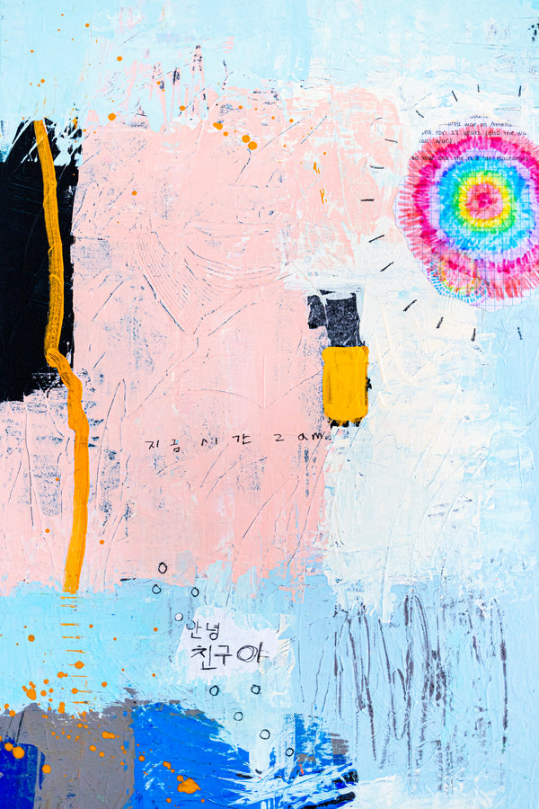 Original Abstract Sky Blue Painting Mixed Media Modern Canvas Wall Art | Sello (36"x36")