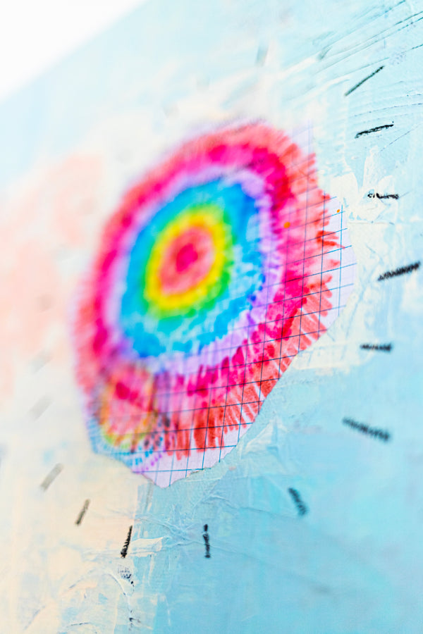 Original Abstract Sky Blue Painting Mixed Media Modern Canvas Wall Art | Sello (36"x36")