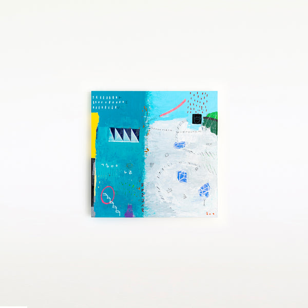 Modern Abstract Original Painting with Mixed Media, Canvas Wall Art  in Bright Blue Tones | Sen (36"x36")