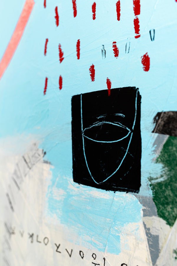 Modern Abstract Original Painting with Mixed Media, Canvas Wall Art  in Bright Blue Tones | Sen (36"x36")