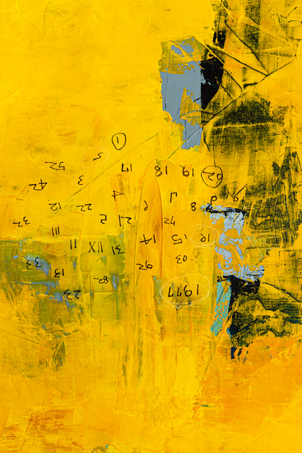 Bold Yellow Modern Expressionist Abstract Painting, Canvas Wall Art Centered on Minimal Visuals | Sensus (46"x46")