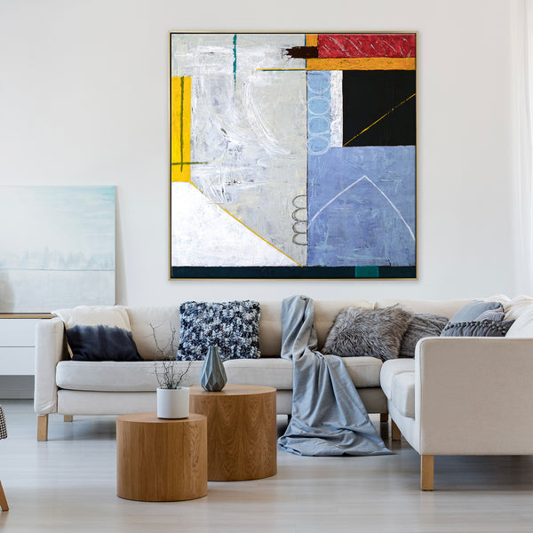 Geometric Abstract Original Acrylic Painting, Colorful Large Modern Wall Art for Contemporary Interiors | Shade