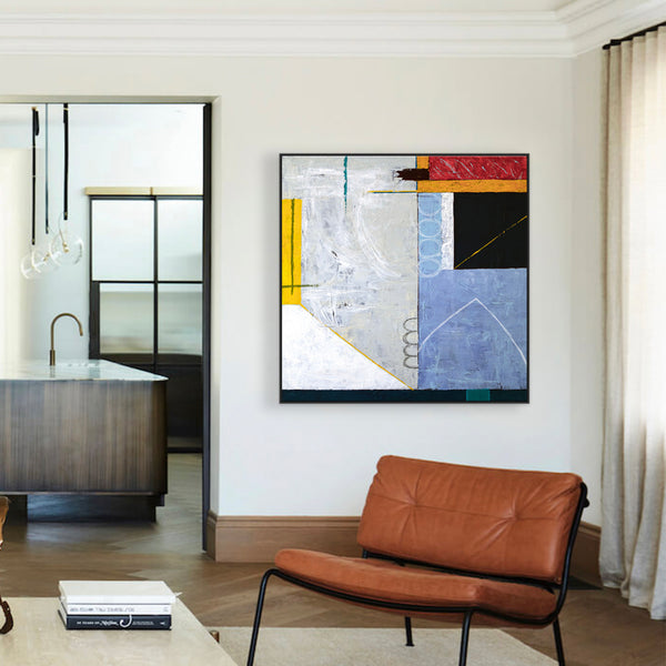 Geometric Abstract Original Acrylic Painting, Colorful Large Modern Wall Art for Contemporary Interiors | Shade