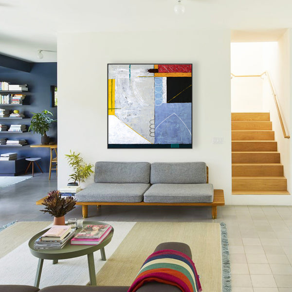 Geometric Abstract Original Acrylic Painting, Colorful Large Modern Wall Art for Contemporary Interiors | Shade