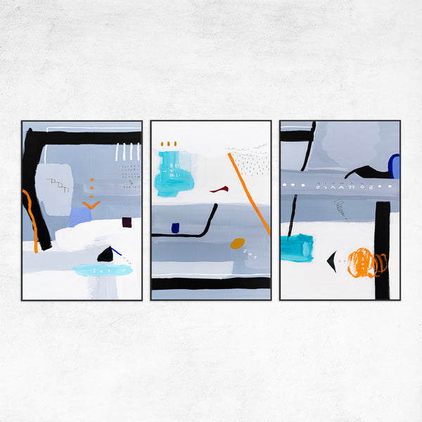 3 Set of Original Acrylic Abstract Painting Reflecting Thought & Memory | Shall We Take a Break Here (3 Set)
