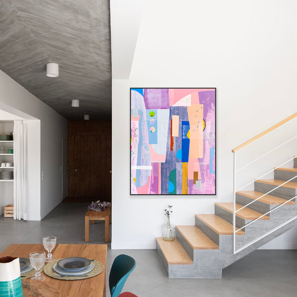 Extra Large Abstract Painting with Mixed Media, Contemporary Style Modern Canvas Wall Art | Sigan Sai (48"x60")