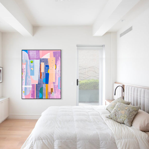 Extra Large Abstract Painting with Mixed Media, Contemporary Style Modern Canvas Wall Art | Sigan Sai (48"x60")