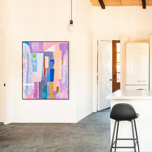 Extra Large Abstract Painting with Mixed Media, Contemporary Style Modern Canvas Wall Art | Sigan Sai (48"x60")