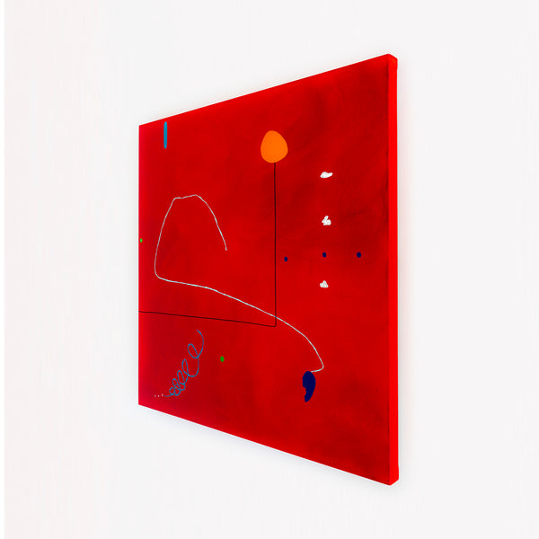 Intense Red Hued Oil and Acrylic Abstract Original Painting Reflecting Stillness, Modern Canvas Wall Art | Silentium (36"x36")