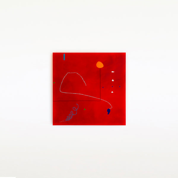 Intense Red Hued Oil and Acrylic Abstract Original Painting Reflecting Stillness, Modern Canvas Wall Art | Silentium (36"x36")