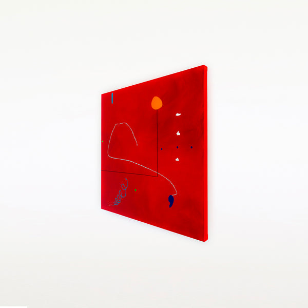 Intense Red Hued Oil and Acrylic Abstract Original Painting Reflecting Stillness, Modern Canvas Wall Art | Silentium (36"x36")