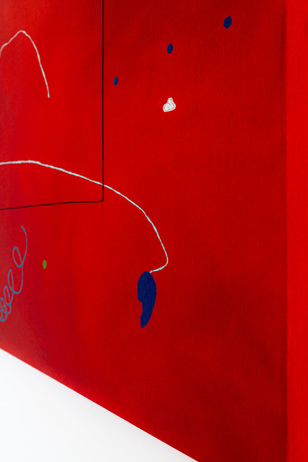 Intense Red Hued Oil and Acrylic Abstract Original Painting Reflecting Stillness, Modern Canvas Wall Art | Silentium (36"x36")