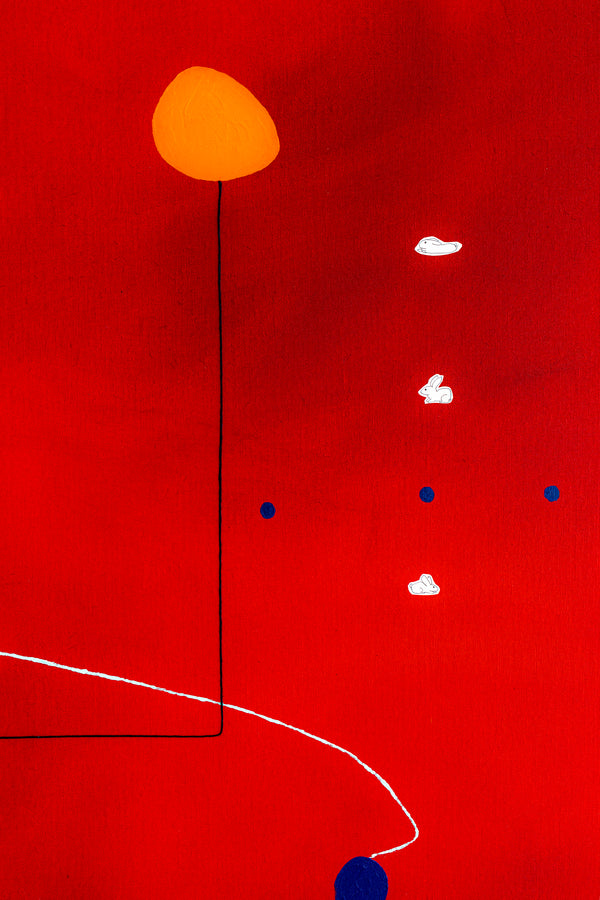 Intense Red Hued Oil and Acrylic Abstract Original Painting Reflecting Stillness, Modern Canvas Wall Art | Silentium (36"x36")