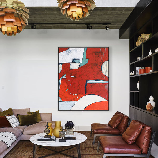 Lunar Enchantment with Original Abstract Acrylic Painting, Red Modern Canvas Wall Art | Something about the moon