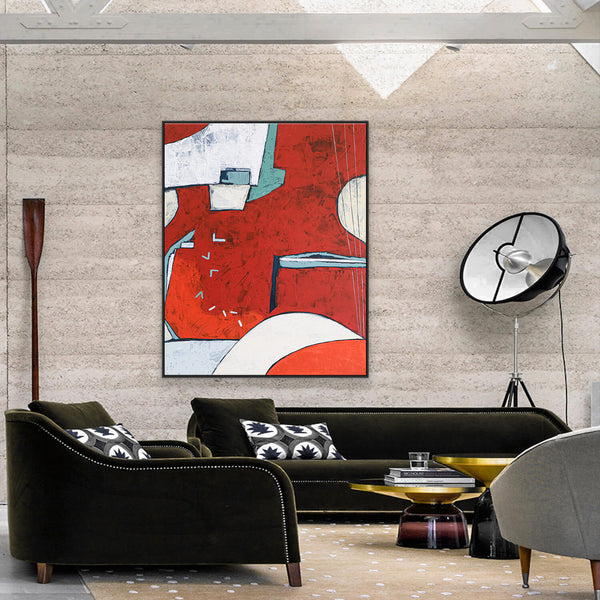Lunar Enchantment with Original Abstract Acrylic Painting, Red Modern Canvas Wall Art | Something about the moon