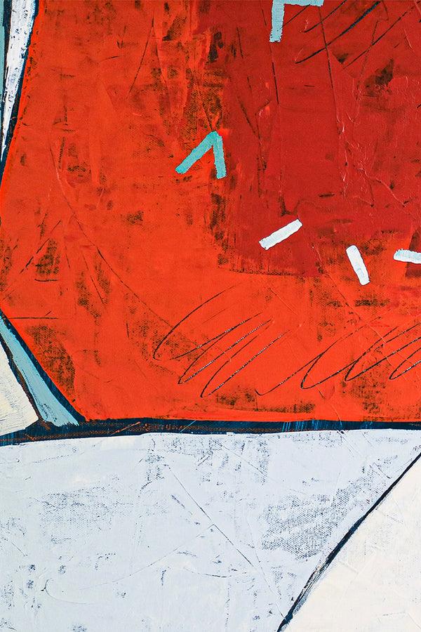 Original Abstract Painting in Acrylic, Red Modern Canvas Wall Art | Something about the moon (Square Ver.)