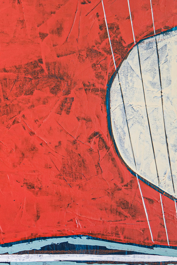 Original Abstract Painting in Acrylic, Red Modern Canvas Wall Art | Something about the moon (Square Ver.)