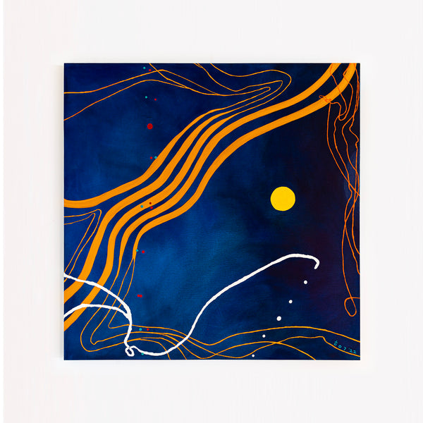 Mixture of Acrylic and Oil in Original Modern Abstract Large painting, Canvas Wall Art | Sonata under the moonlight (48"x48")