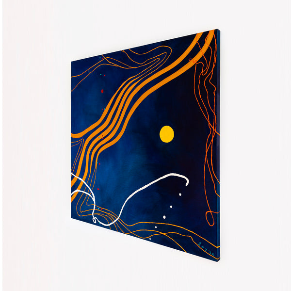 Mixture of Acrylic and Oil in Original Modern Abstract Large painting, Canvas Wall Art | Sonata under the moonlight (48"x48")